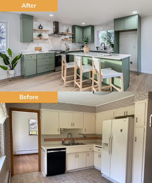 Kitchen before and after renovation by Wedgewood Homes