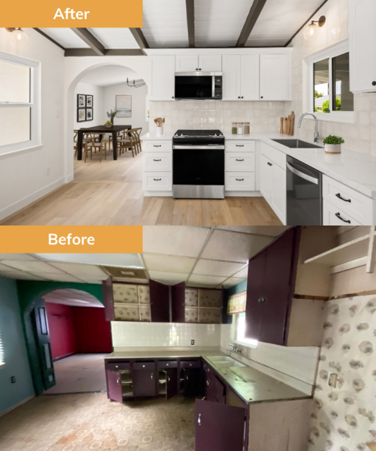 Kitchen before and after renovation by Wedgewood Homes
