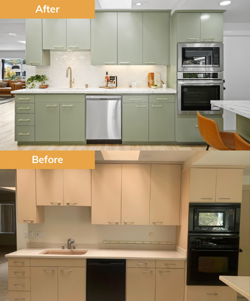 Kitchen before and after renovation by Wedgewood Homes