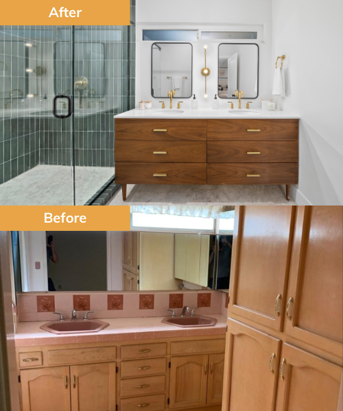 Bathroom before and after renovation by Wedgewood Homes