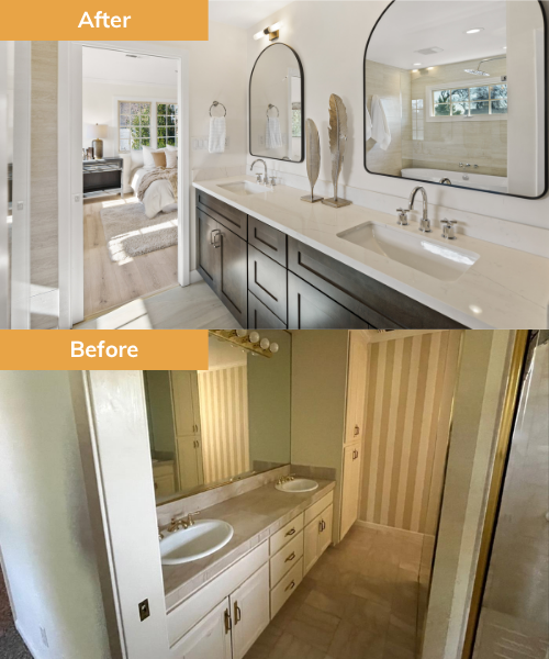Bathroom before and after renovation by Wedgewood Homes