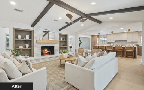 Living room after renovation by Wedgewood Homes