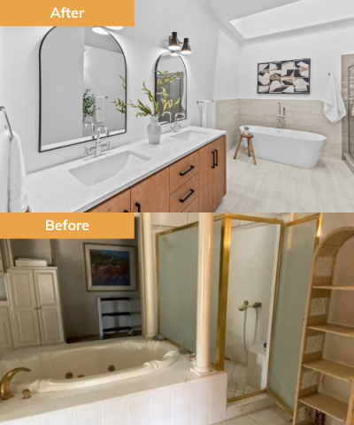 Bathroom before and after renovation by Wedgewood Homes