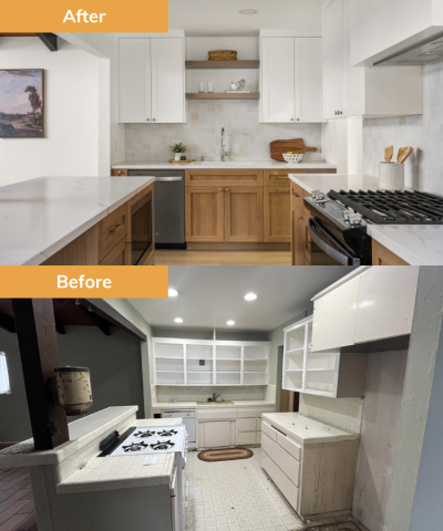 Kitchen before and after renovation by Wedgewood Homes