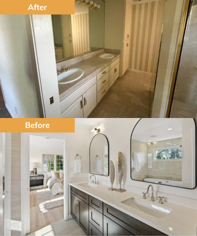 Bathroom before and after renovation by Wedgewood Homes